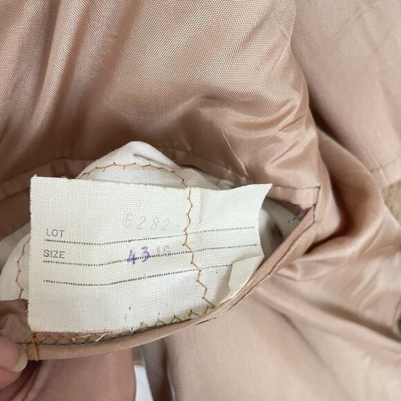 Vintage 70s Wool Tweed Camel Sport Coat 43L Long Notch Lapel 2-Button Jacket - Picture 12 of 13